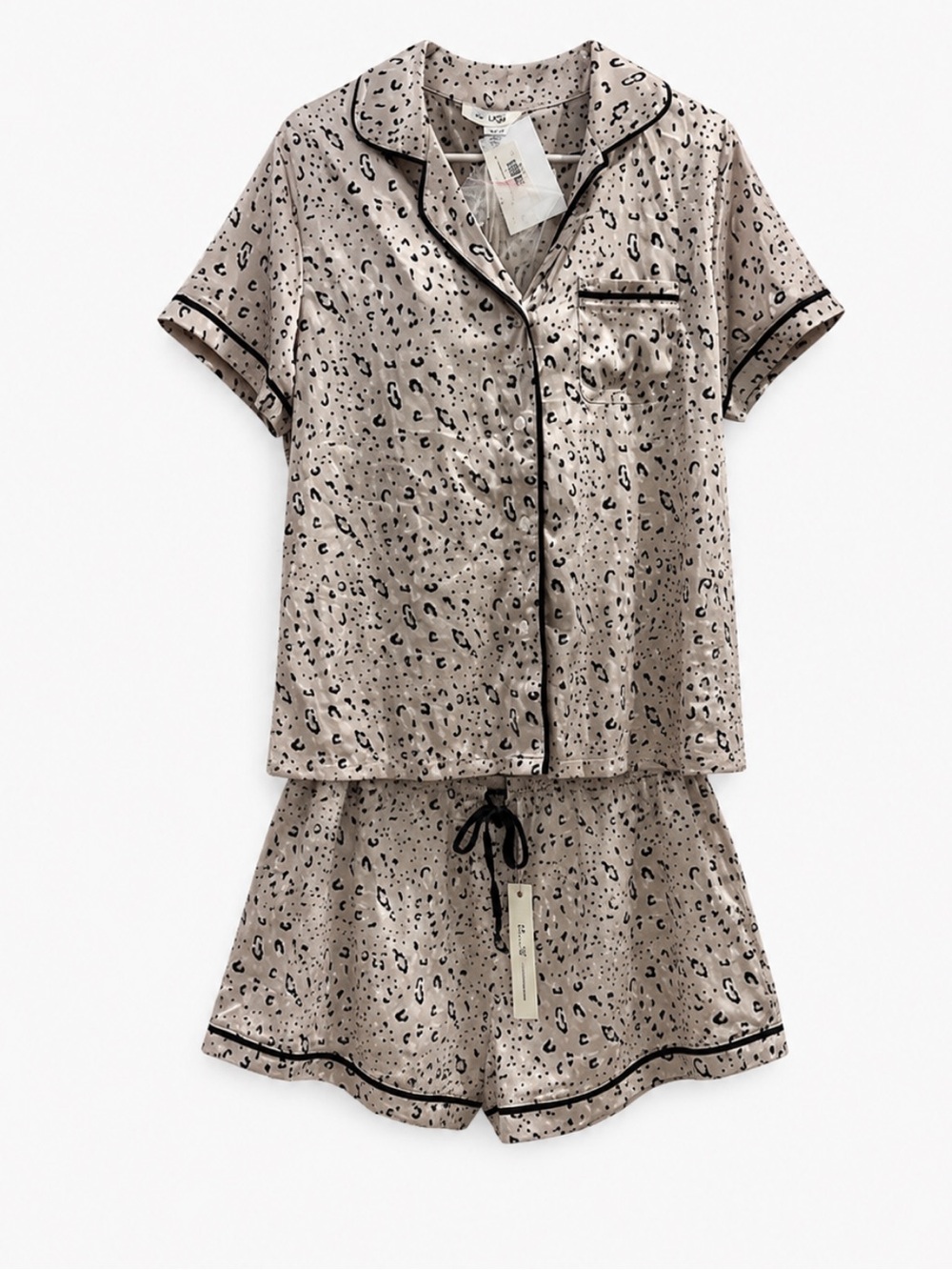 She + Sky Pajama Set w/Eye Mask Rose Gold Cheetah Print Womens Size Large NWT